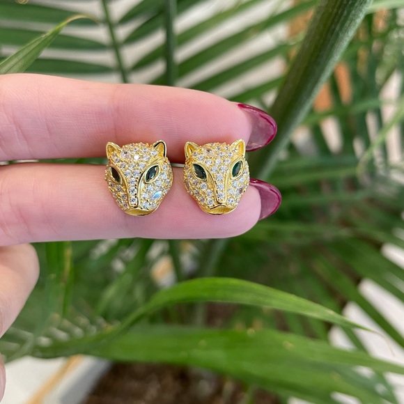 Panthers sterling silver plated gold earrings - Picture 2 of 3